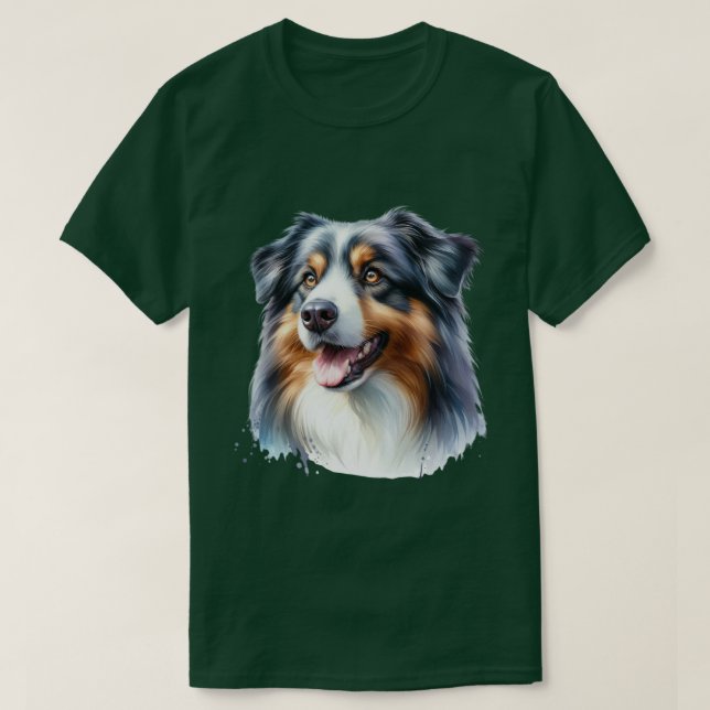 Tri-Färgad Australian shepherd Hund T Shirt (Design framsida)