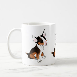 Tri-färgad bullterrier-valp-mugg kaffemugg