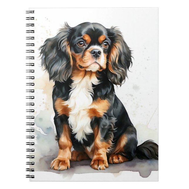 TRI-FÄRGAD CAVALIER KUNG CHARLES SPANIEL HUND ANTECKNINGSBOK (Framsidan)