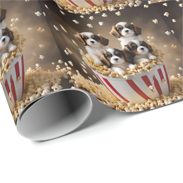 Tri Färgad Cavalier Spain Puppies Presentpapper (Rullad Hörn)