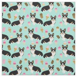 Tri Färgad Corgi Ice Cream Fabric - söt corgis Tyg