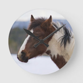 Tri-Färgad Horse Rund Klocka