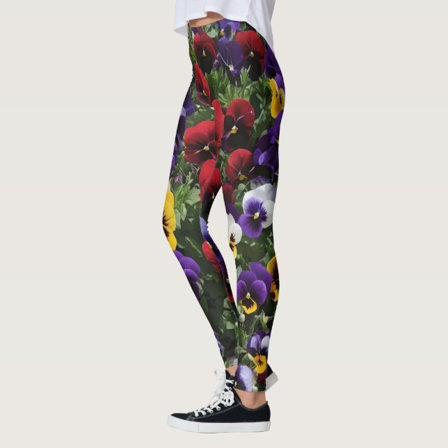 Tri Färgad Panel: A Symphony of Färg in Bloom Leggings (Vänster)