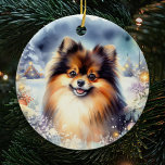 Tri Färgad Pommern Hund Vatercolor jul Julgransprydnad Keramik<br><div class="desc">Öka din helgdag-dekoration med vår Pommern-Hund i tre Färgader. Den här unika prydnadsformen visar den speciella charmen hos en pommern med tre färgader i en strålande vattenfärgsdesign och skapar den som ett tillägg till ditt festliga firande.</div>