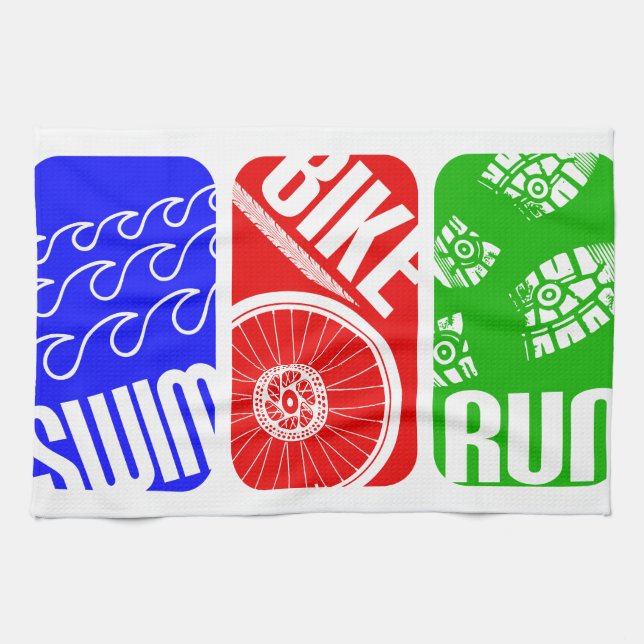 TRI färgkvarter för Triathlon Kökshandduk (Horisontell)