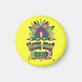 Tri-Feather Mardi Gras 2025 Magnet