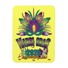 Tri-Feather Mardi Gras 2025 Magnet