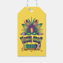 Tri-fjäther Mardi Gras Mask Märkre - 2025 Presentetikett