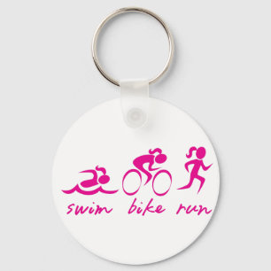 Tri flicka för simmacykelspringa nyckelring