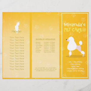 Tri-Fold-broschyrer djuromsorga Sitta Tecknad hund