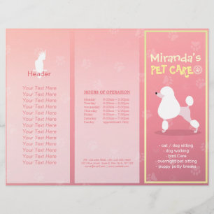 Tri-Fold-broschyrer djuromsorga Sitta Tecknad hund