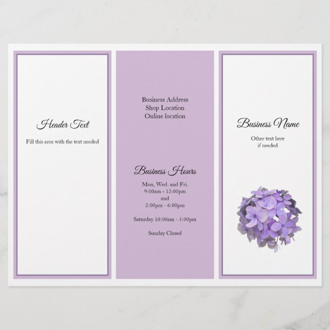 Tri-fold Business Brochure Photo Lavender Blommigt (Framsida)