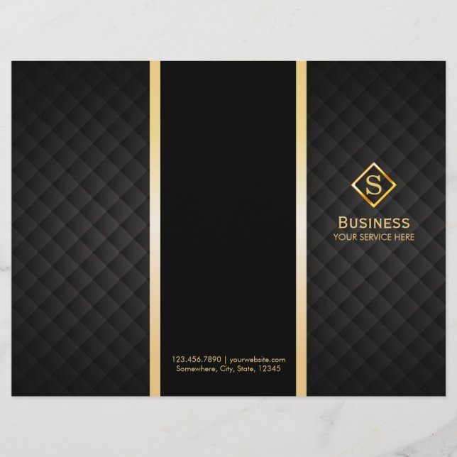 Tri-Fold Guld Diamond Monogram Elegant Brochures (Framsida)