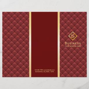 Tri-Fold Red Quilted Guld Monogram Brochures
