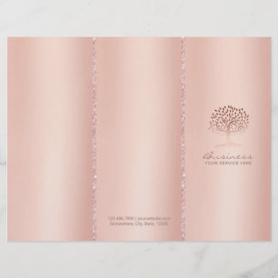 Tri-Fold Spa Salon Bruchures för träd Logotyp Guld