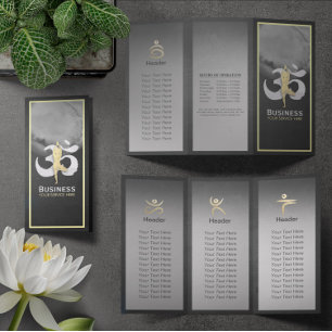 Tri-Fold Yoga Studio Brochures Meditation Pose Om