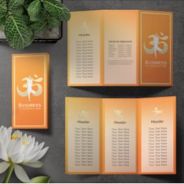 Tri-Fold Yoga Studio Brochures Meditation Pose Om