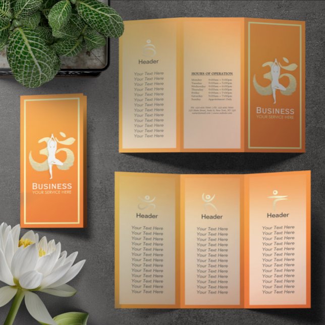 Tri-Fold Yoga Studio Brochures Meditation Pose Om (Skapare uppladdad)
