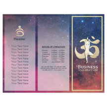 Tri-Fold Yoga Studio Brochures Meditation Pose Om