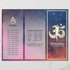 Tri-Fold Yoga Studio Brochures Meditation Pose Om