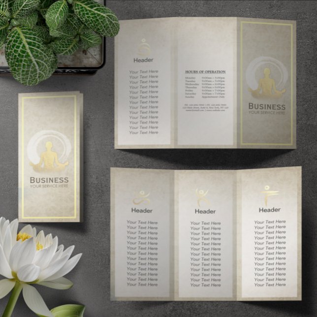 Tri-Fold Yoga Studio Brochures Meditation Pose ZEN (Skapare uppladdad)