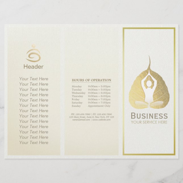 Tri-Fold Yoga Studio Brochures Meditation Studio (Framsida)