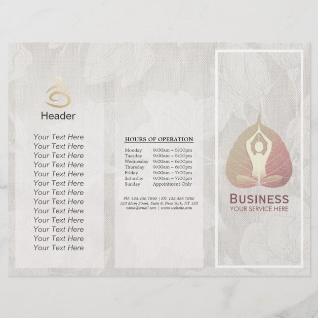 Tri-Fold Yoga Studio Brochures Meditation Studio (Framsida)