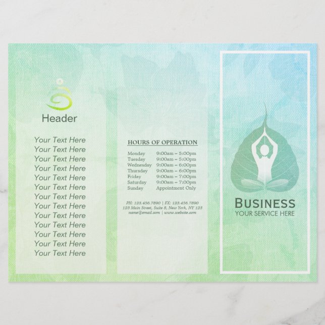 Tri-Fold Yoga Studio Brochures Meditation Studio (Framsida)