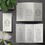 Tri-Fold Yoga Studio Brochures Meditation Studio<br><div class="desc">Yoga Studio Meditation Instructor / Life Coach / Healer / Reiki Master / Massage Therapy Tri-Fold Brochures Template - Elegant Grönt Bodhi Löv och Yogi in Easy Seat pose / YOGA Easy Pose / Sukhasana Pose on White Wood Background. Enkel att anpassa med din egen text och bilder - gör...</div>
