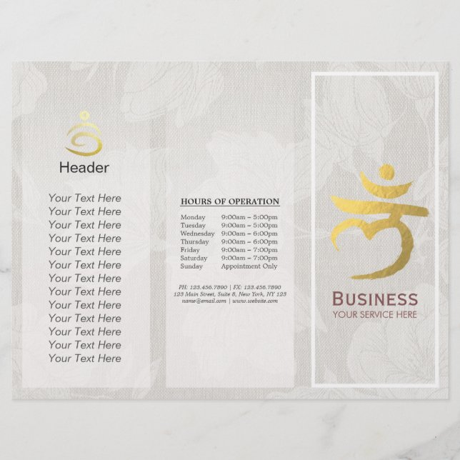 Tri-Fold Yoga Studio Brochures Root Chakra Mantra (Framsida)