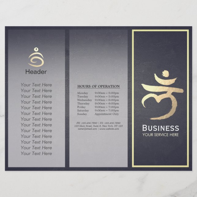 Tri-Fold Yoga Studio Brochures Root Chakra Mantra (Framsida)