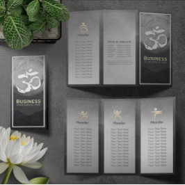 Tri-Fold Yoga Studio Life Coach Brochure Om Symbol Reklamblad