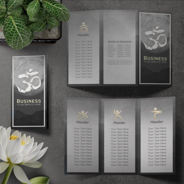 Tri-Fold Yoga Studio Life Coach Brochure Om Symbol Reklamblad (Skapare uppladdad)