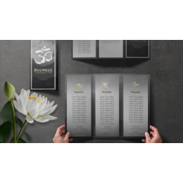 Tri-Fold Yoga Studio Life Coach Brochure Om Symbol Reklamblad