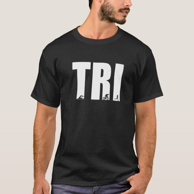 Tri Graphic Springa Bike Simma Triathlon Triathlet T Shirt (Framsida)