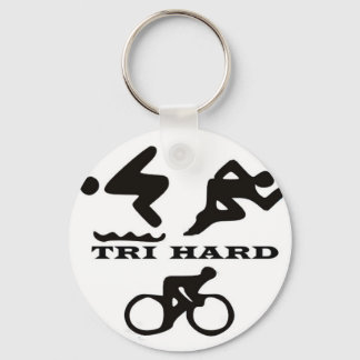 Tri Hard Triathlon-gåvor för kläder och tillbehör Nyckelring