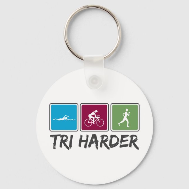 Tri Harder (Triathlon) Nyckelring (Framsida)