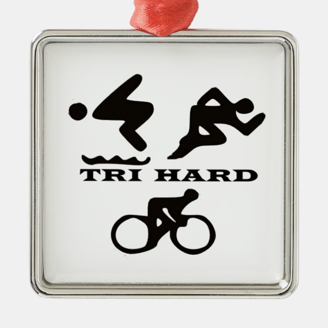 Tri hårt Triathlongåvabekläda och tillbehör Julgransprydnad Metall (Framsidan)
