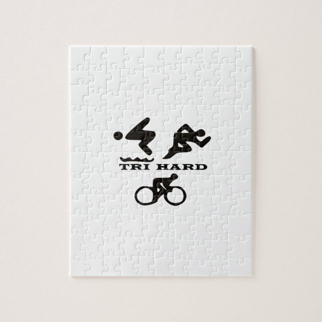 Tri hårt Triathlongåvabekläda och tillbehör Pussel (Vertikal)