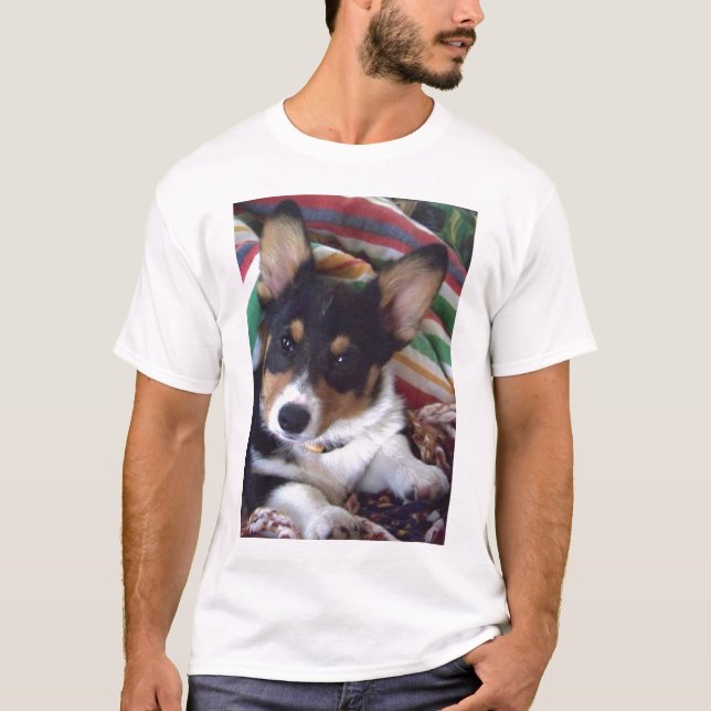 Tri kulör walesisk Corgi T Shirt (Framsida)