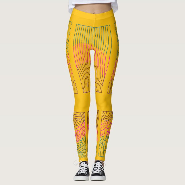 Tri-line Design Teal Rosa Lila Messenger Bag Leggings (Framsida)