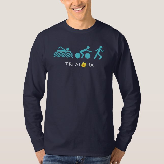 Tri med Aloha manar långärmadtshirten - mörk T Shirt (Framsida)