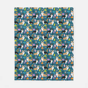 Tri och röd corgidesign för Corgisgenomkörare - Fleecefilt