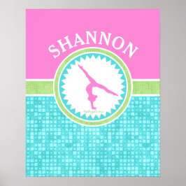 Tri-Pastel Färg Gymnastics with Aqua Tile Poster