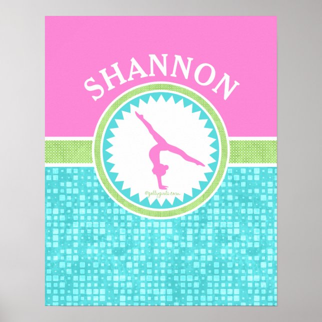 Tri-Pastel Färg Gymnastics with Aqua Tile Poster (Framsidan)