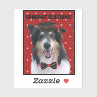Tri Rough Collie Grattis Examens Klistermärken