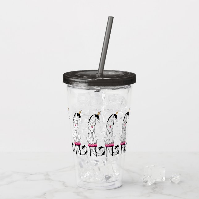 Tri Smoke Princess Borzoi Acrylic Tumbler Take Away Mugg (Baksida Ice)