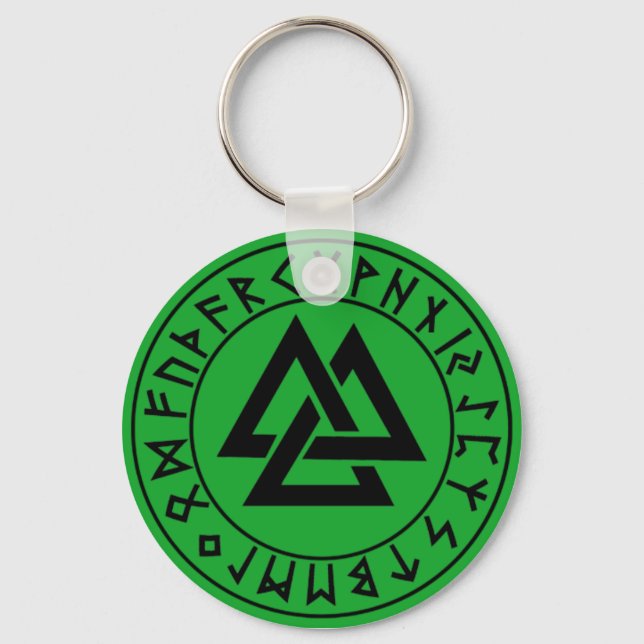 Tri-Triangle Rune Shield på Grn Nyckelring (Framsida)