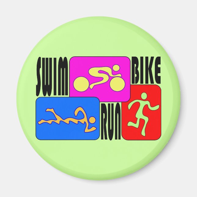 TRI Triathlon Simma Bike Springa BRIGHT Square Des Magnet (Framsidan)