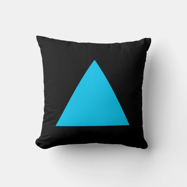 Triangel Färg - Himlar Blue och Black Kudde (Framsida)